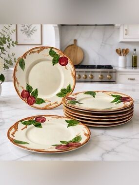 8 Franciscan Apple Salad Plates 7.5” USA California Gladding McBean Vintage